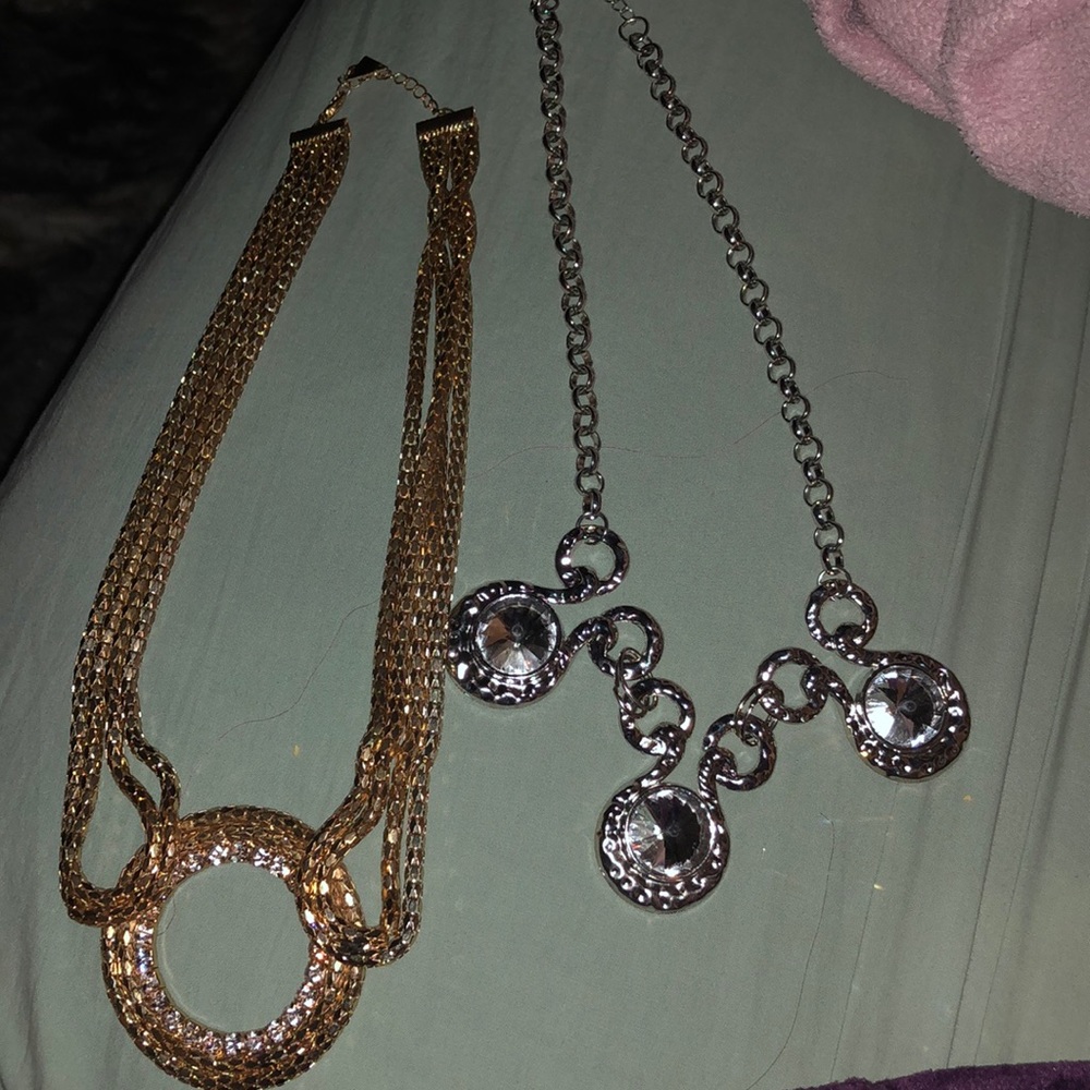 One gold/ 1 silver necklace